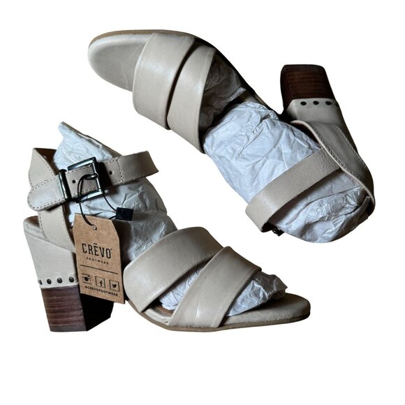 Crevo Bone Leather Sienna High Heel Stud Sandal Size 6.5 NWT - Picture 3 of 7